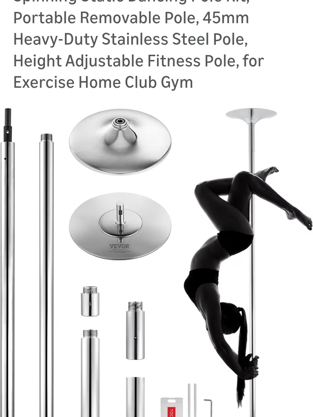 Amazon Stainless Steel Dance/Exercise Pole - Silver